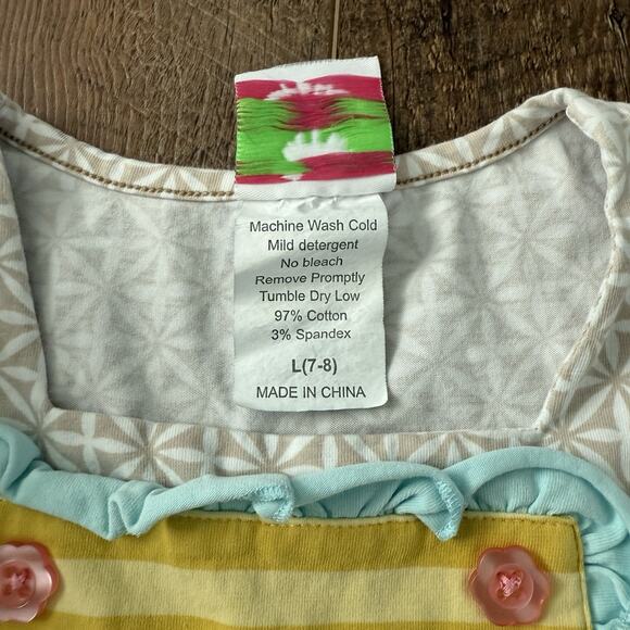 Shrimp & Grits Kids Top Long Sleeve Apron Tie Back Girls Size 7/8 Ruffles - Picture 8 of 8